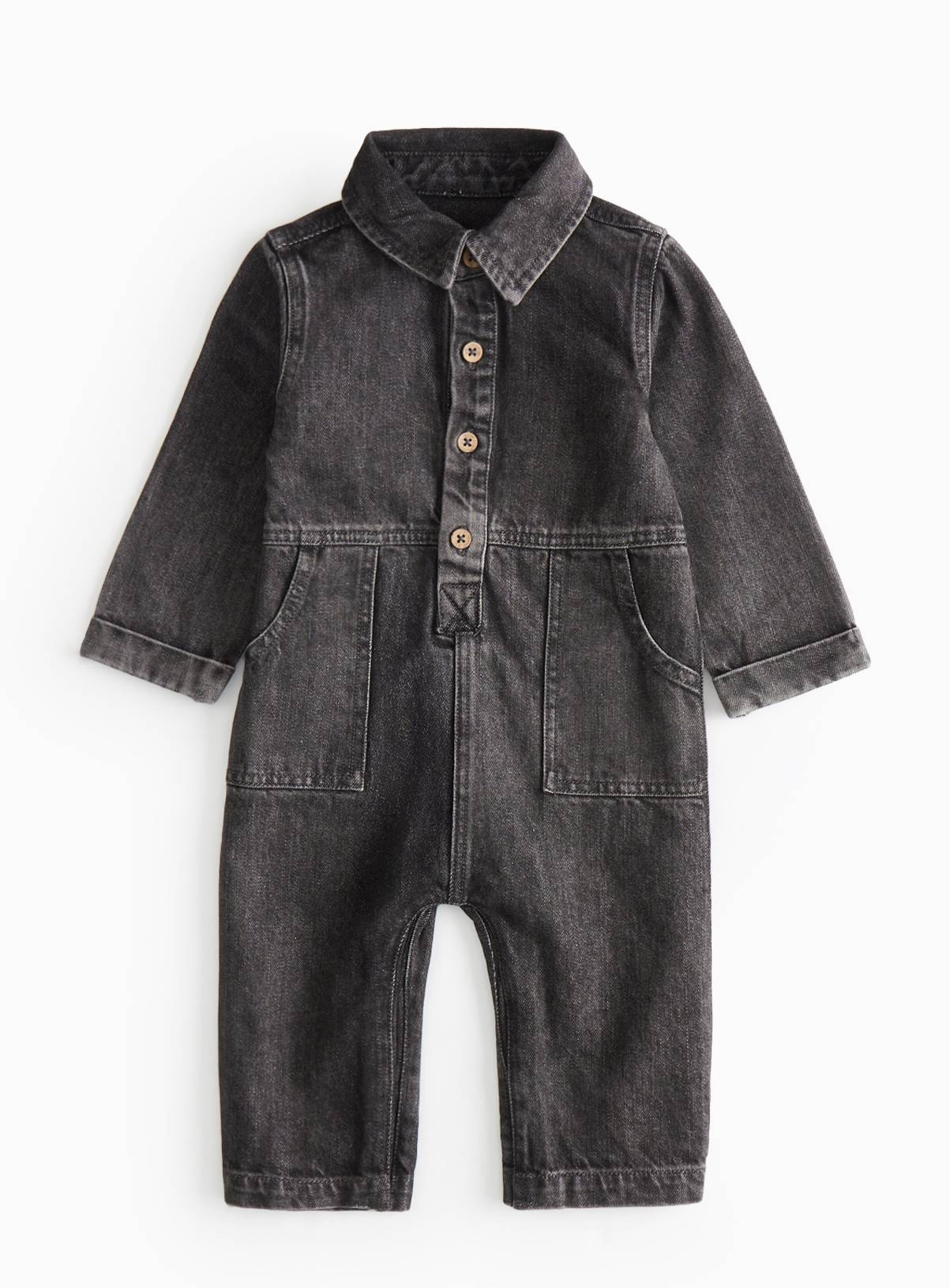 Black Wash Denim Boilersuit  6-9 months - Image 1